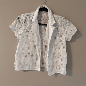 MADEWELL CROPPED EYELET BLOUSE